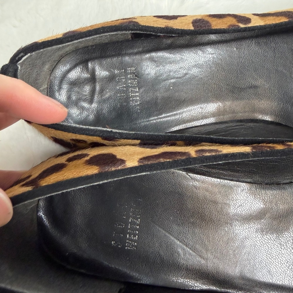 Stuart Weitzman Leopard Calf Hair Ballet Flats Gold Ring Accent Size 8 EW94322 - Picture 7 of 9